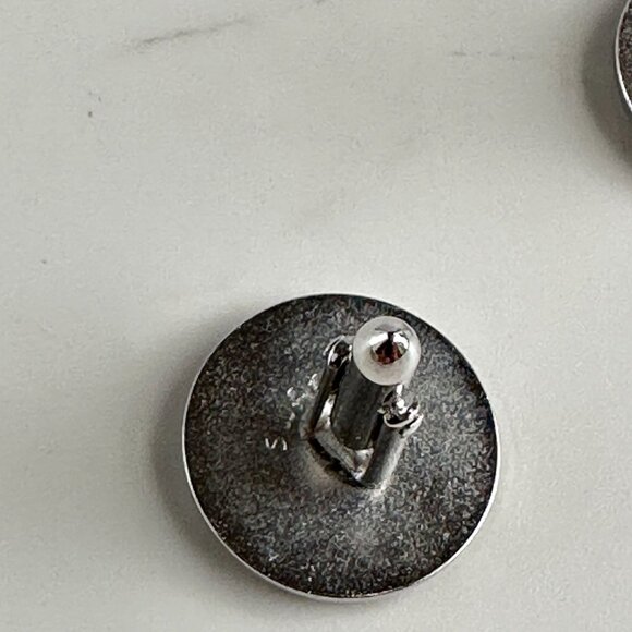 Vintage Swank 1950s Silver & Grey Mother Of Pearl Cufflinks With Ribbed Edge Des - Picture 5 of 9